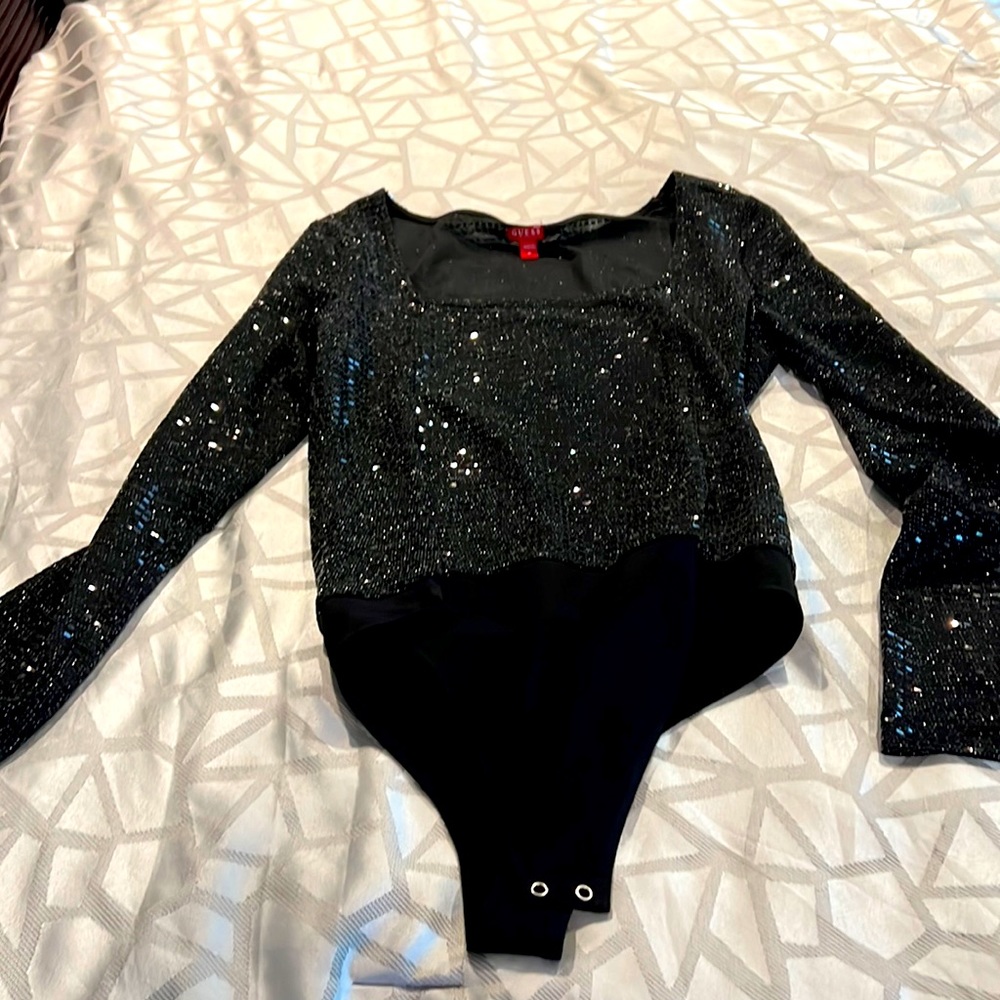 Guess long sleeve sequin body suit